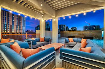 A terrace with couches